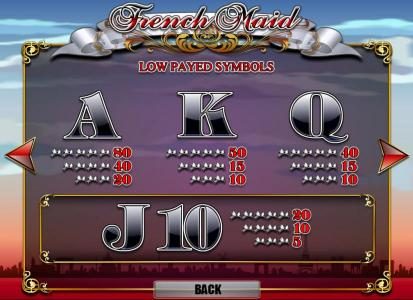 slot game low symbols paytable