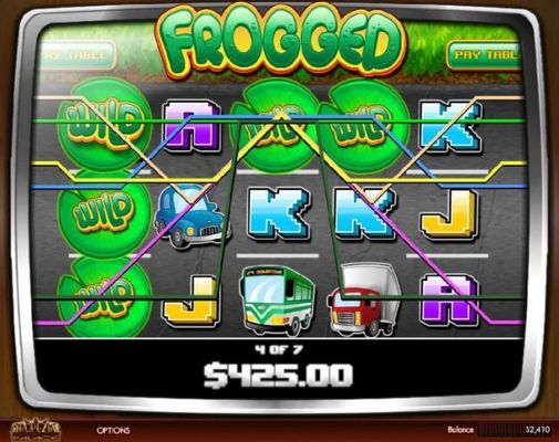 A 425.00 big win triggered during the free spins feature.