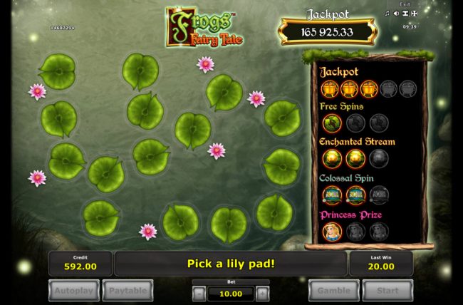 Pick lily pads to reveal prize token