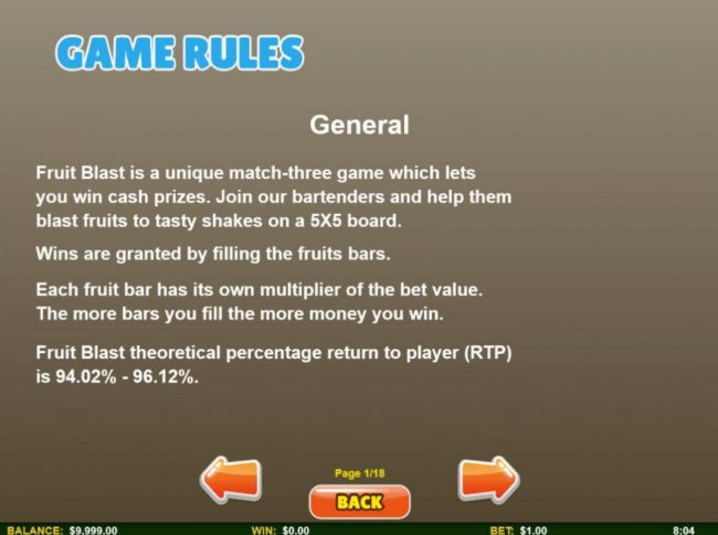 General Game Rules - The theoretical average return to player (RTP) is 94.02 - 96.12%.