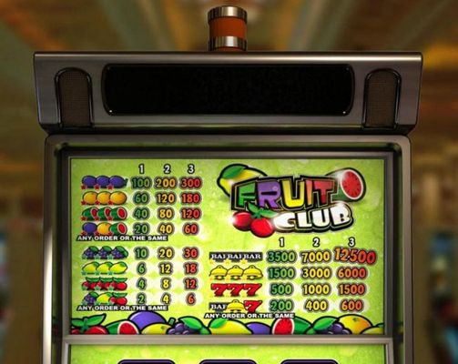 Slot game symbols paytable.