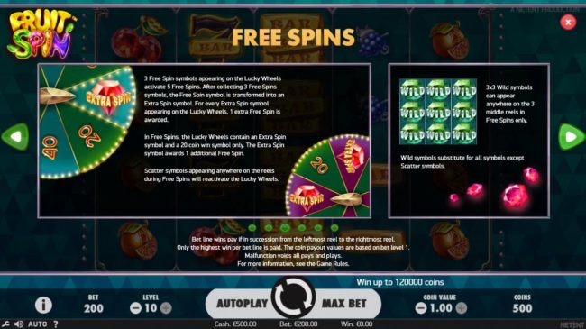Free Spins Rules - Collect three red dianods during the Lucky Wheel feature to win 5 free spins.
