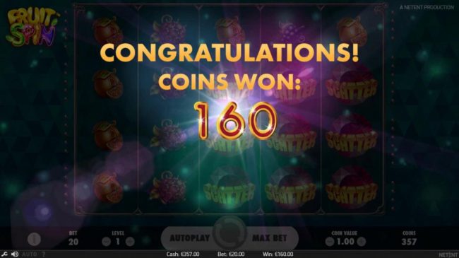 Lucky Wheel Feature pays out a total of 160 coins.