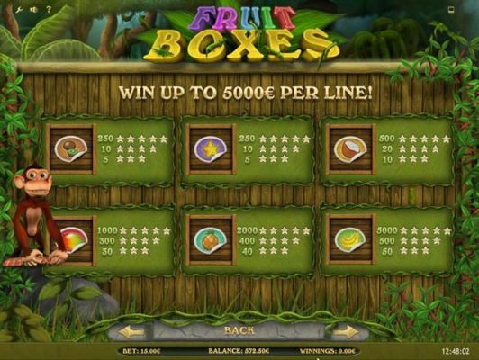 Slot game symbols paytable. Win up to 5,000 per line!