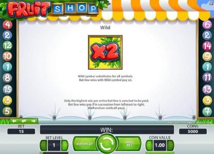 wild symbols game rules - bet line wins with wild symbol pay x2
