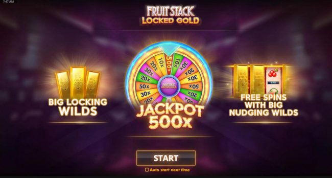 features include: Big Locking Wilds, a 500x Jackpot and Free Spins with Big Nudging Wilds.