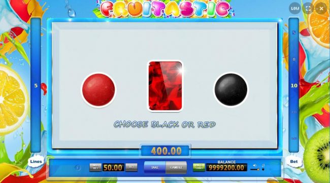 Gamble Feature - To gamble any win press Gamble then select Red or Black.