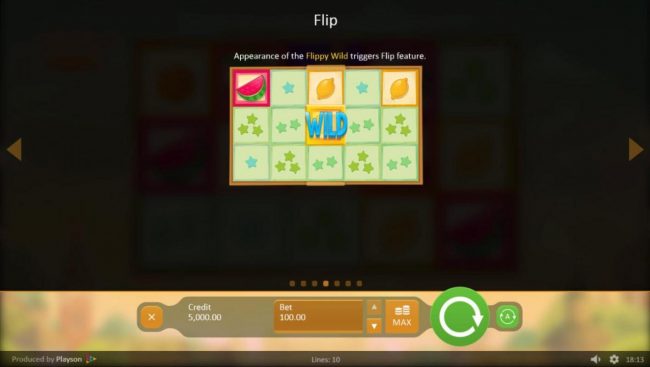 Appearnce of the Flippy Wild triggers Flip Feature.