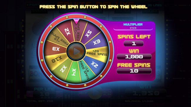 Spin the wheel to win prize multipliers and free spins