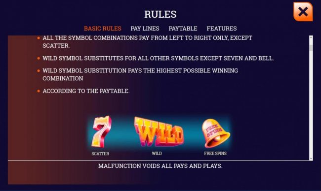 Wild, Free Spins and Scatter Symbols Rules