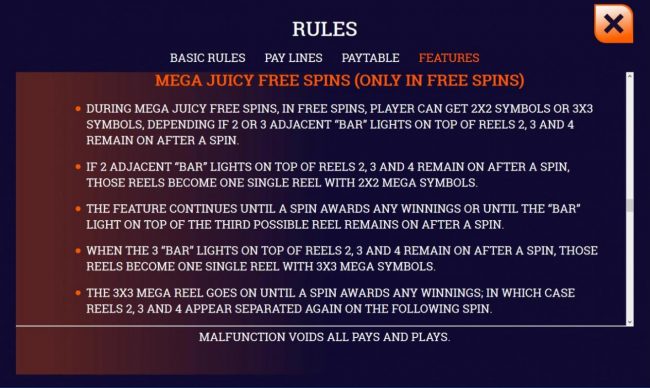 Mega Juicy Free Spins Rules