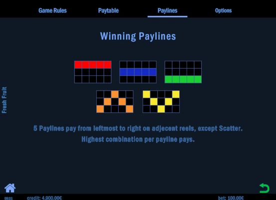 Paylines 1-5