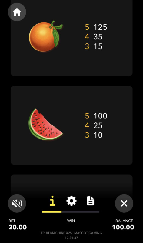 Low Value Symbols Paytable