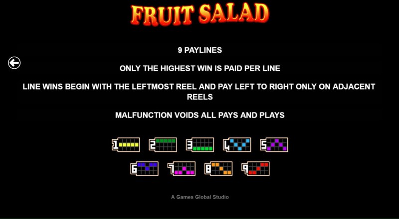Fruit Salad :: Paylines 1-9