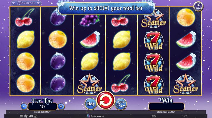 Fruits on Ice Collection 10 Lines :: Base Game Screen