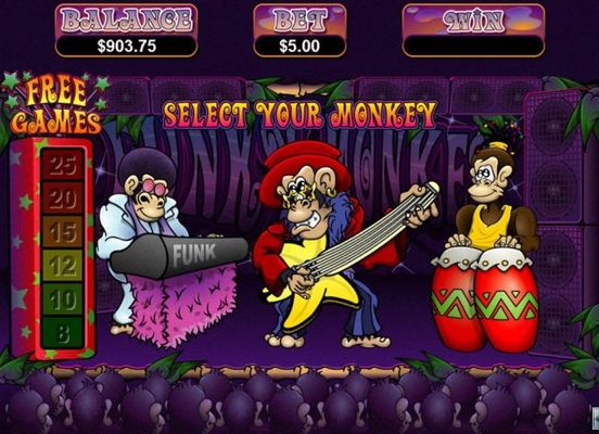 Select a munkey musician for a chance to win up to 25 free games.