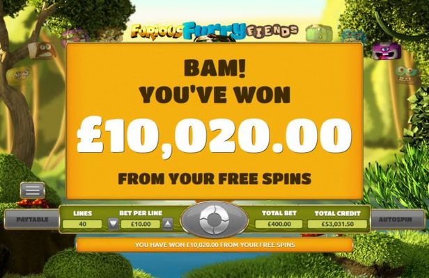 Total free games payout 10020 coins