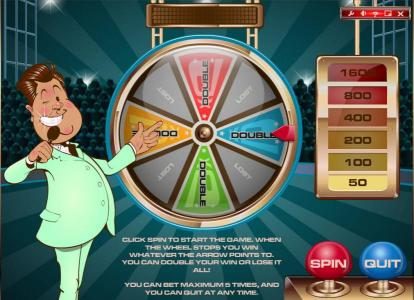 gamble feature game board - spin the wheel to for a chance to increase your winning