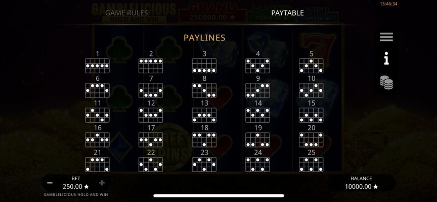 Paylines 1-25