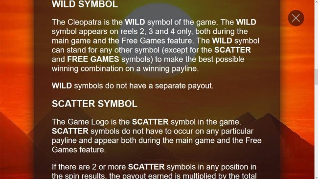 Cleopatra Wild Symbol Game Rules