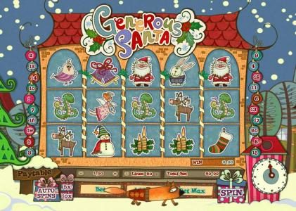 Main game board featuring five reels and twenty paylines with a 5000x max payout