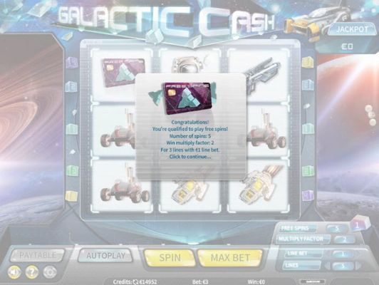 Galactic Cash :: Scatter symbols triggers the free spins feature