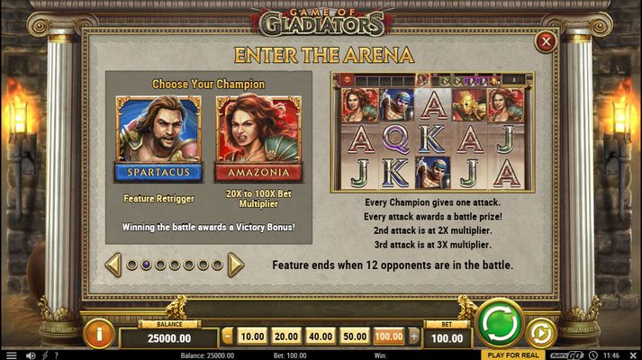 Game of Gladiators :: Free Spins Rules