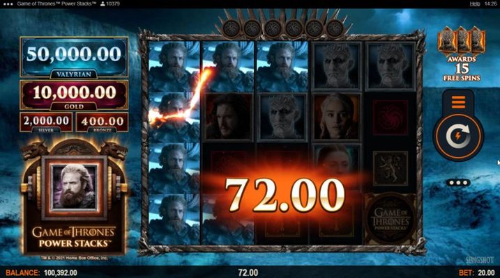 Game of Thrones Power Stacks :: A three of a kind win