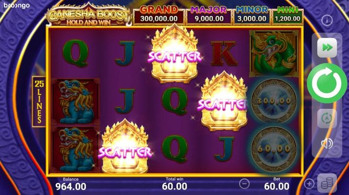 Scatter symbols triggers the free spins bonus feature