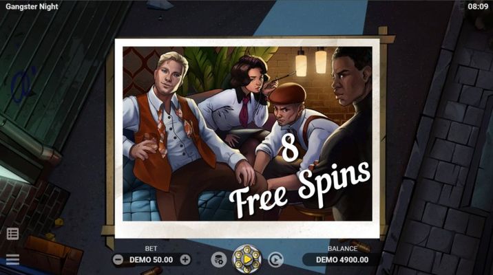 8 free spins awarded