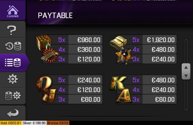 Paytable - Low Value Symbols