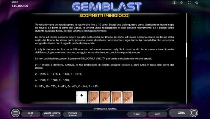 Gem Blast :: Gamble feature