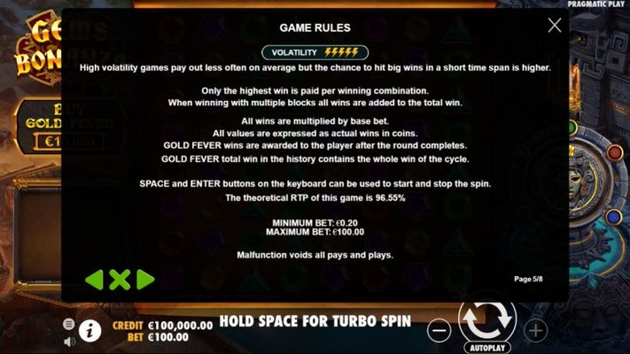 Gems Bonanza :: General Game Rules