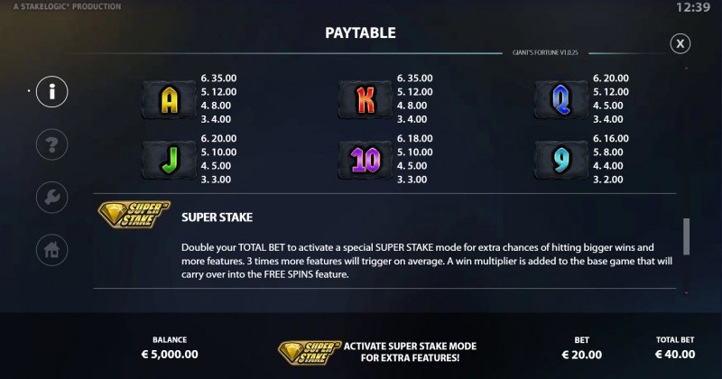 Paytable - Low Value Symbols