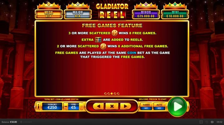 Gladiator Reel :: Free Spins Rules