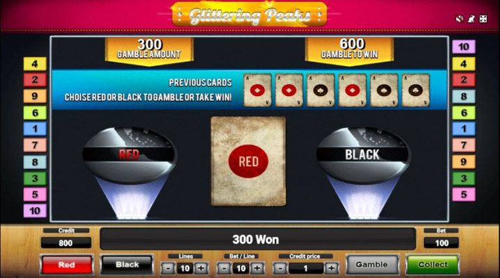 Glittering Peaks :: Black or Red Gamble Feature