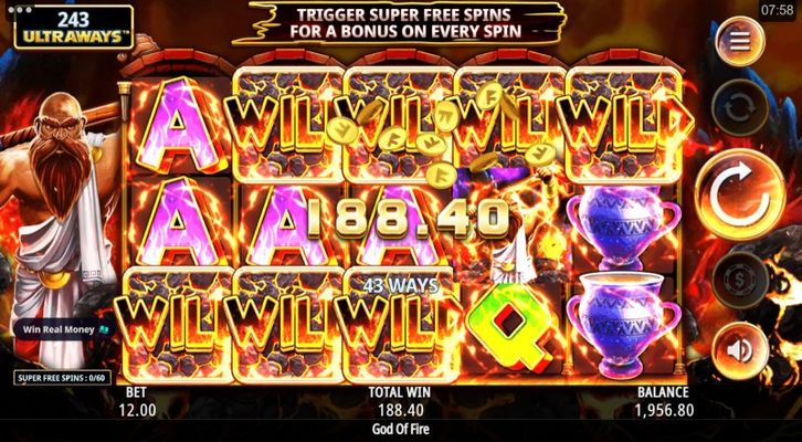 God of Fire Ultraways :: Multiple winning combinations lead to a big win