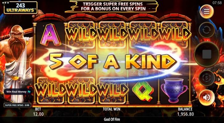 God of Fire Ultraways :: A five of a kind win