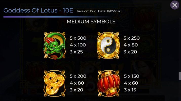 Goddess of Lotus :: Paytable - Medium Value Symbols