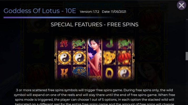 Goddess of Lotus :: Free Spin Feature Rules