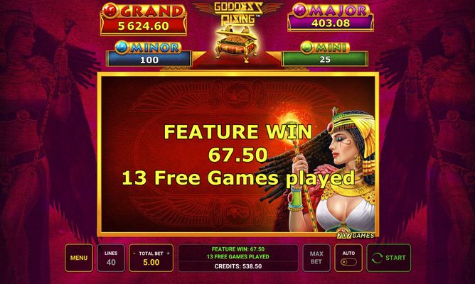 Total free spins payout