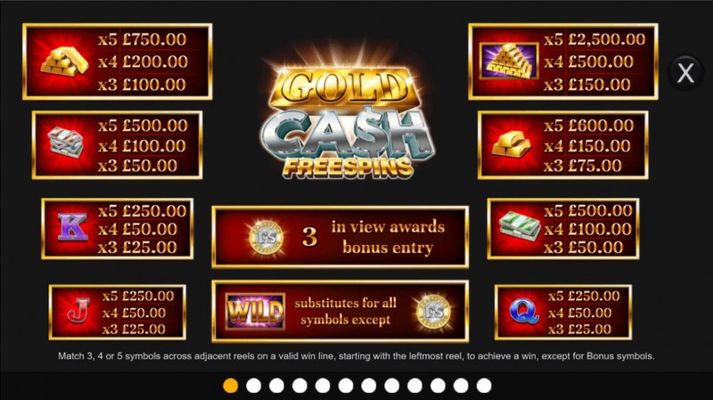Gold Cash Free Spins :: Paytable