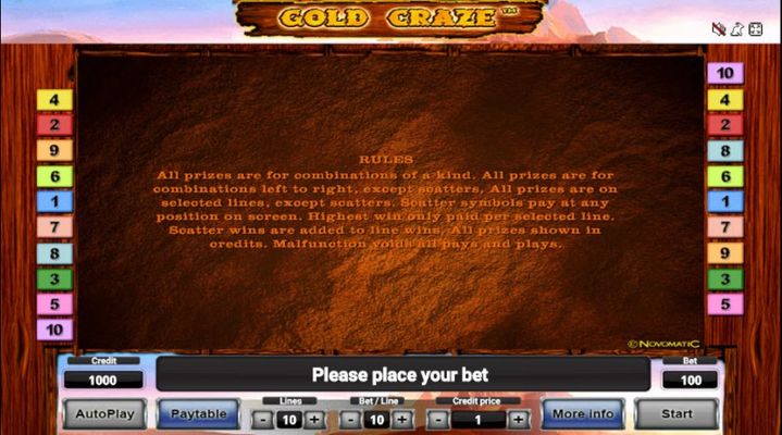 Gold Craze :: General Game Rules