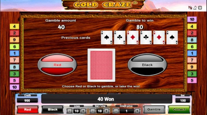 Gold Craze :: Black or Red Gamble Feature