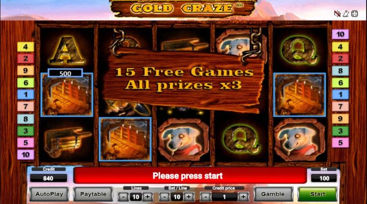 Gold Craze :: 15 Free Games Awarded