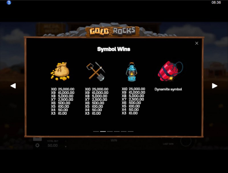 Gold N Rocks :: Paytable - Low Value Symbols