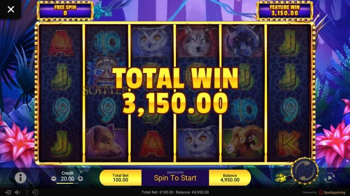 Total free spins payout