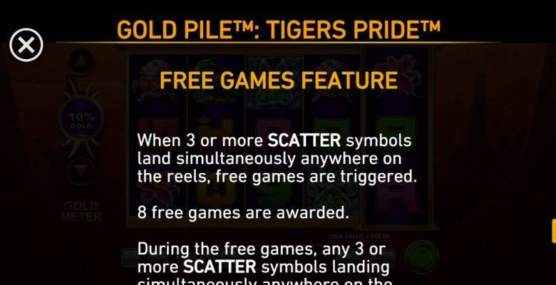 Gold Pile Tigers Pride :: Free Spin Feature Rules