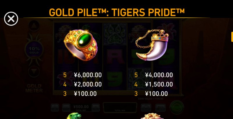 Gold Pile Tigers Pride :: Paytable - High Value Symbols