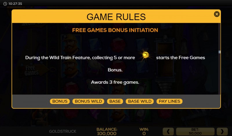 Gold Struck :: Free Spins Rules